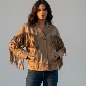 VTG 80s LAURICE western Leather Se Fringe Tassel Woman's Sz M rodio korea Jacket